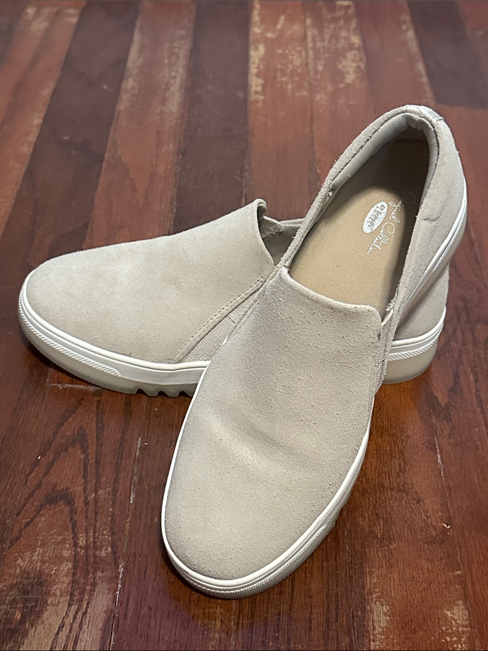 Dr. Scholl's Women's Slip-On Suede Loafers in Light Beige